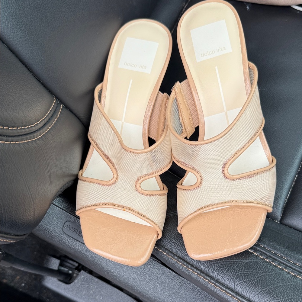 Dolce Vita Cream and Tan Mules